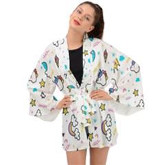 Unicorns-rainbows-seamless-pattern Long Sleeve Kimono by Salman4z