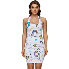 Unicorns-rainbows-seamless-pattern Sleeveless Wide Square Neckline Ruched Bodycon Dress by Salman4z