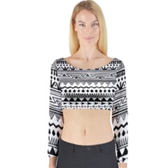 Boho-style-pattern Long Sleeve Crop Top by Salman4z