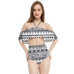 Boho-style-pattern Halter Flowy Bikini Set  by Salman4z