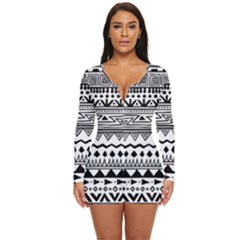 Boho-style-pattern Long Sleeve Boyleg Swimsuit by Salman4z