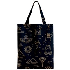 Dark-seamless-pattern-symbols-landmarks-signs-egypt -- Zipper Classic Tote Bag by Salman4z