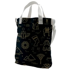 Dark-seamless-pattern-symbols-landmarks-signs-egypt -- Canvas Messenger Bag by Salman4z