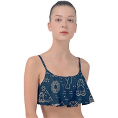 Dark-seamless-pattern-symbols-landmarks-signs-egypt -- Frill Bikini Top by Salman4z