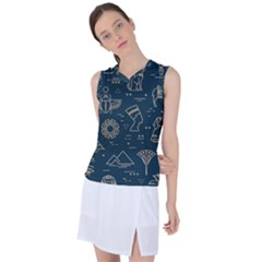 Dark-seamless-pattern-symbols-landmarks-signs-egypt -- Women s Sleeveless Sports Top by Salman4z