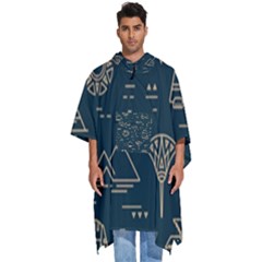 Dark-seamless-pattern-symbols-landmarks-signs-egypt -- Men s Hooded Rain Ponchos by Salman4z