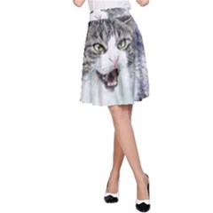 Cat Pet Art Abstract Watercolor A-line Skirt