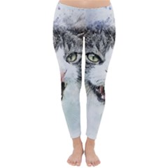 Cat Pet Art Abstract Watercolor Classic Winter Leggings