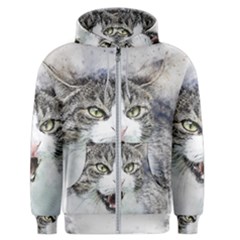 Cat Pet Art Abstract Watercolor Men s Zipper Hoodie