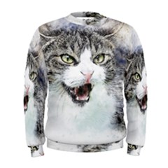 Cat Pet Art Abstract Watercolor Men s Sweatshirt