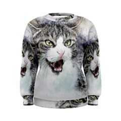 Cat Pet Art Abstract Watercolor Women s Sweatshirt