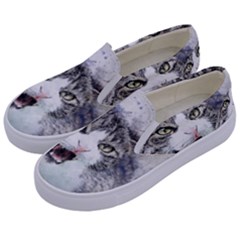 Cat Pet Art Abstract Watercolor Kids  Canvas Slip Ons