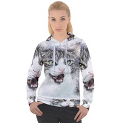 Cat Pet Art Abstract Watercolor Women s Overhead Hoodie