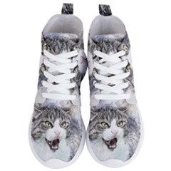 Cat Pet Art Abstract Watercolor Women s Lightweight High Top Sneakers