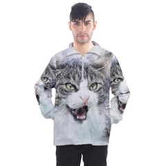 Cat Pet Art Abstract Watercolor Men s Half Zip Pullover