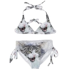 Cat Pet Art Abstract Watercolor Kids  Classic Bikini Set by Jancukart