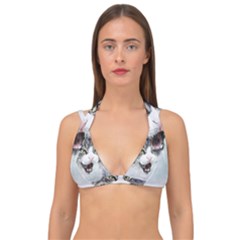 Cat Pet Art Abstract Watercolor Double Strap Halter Bikini Top