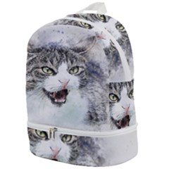 Cat Pet Art Abstract Watercolor Zip Bottom Backpack