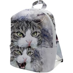 Cat Pet Art Abstract Watercolor Zip Up Backpack