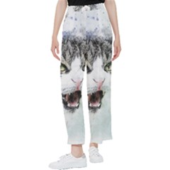 Cat Pet Art Abstract Watercolor Women s Pants  by Jancukart