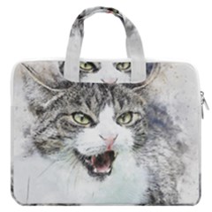 Cat Pet Art Abstract Watercolor Macbook Pro 13  Double Pocket Laptop Bag