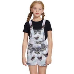 Cat Pet Art Abstract Watercolor Kids  Short Overalls by Jancukart