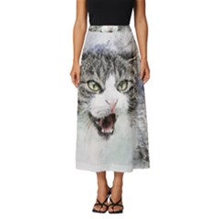 Cat Pet Art Abstract Watercolor Classic Midi Chiffon Skirt