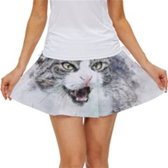 Cat Pet Art Abstract Watercolor Women s Skort