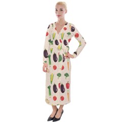 Vegetables Velvet Maxi Wrap Dress by SychEva