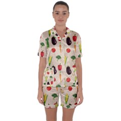 Vegetables Satin Short Sleeve Pajamas Set by SychEva