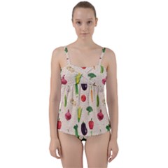 Vegetables Twist Front Tankini Set by SychEva