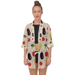 Vegetables Open Front Chiffon Kimono by SychEva