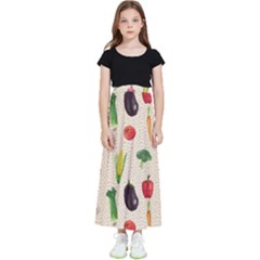 Vegetables Kids  Flared Maxi Skirt by SychEva