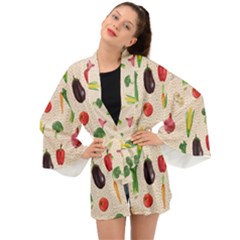 Vegetables Long Sleeve Kimono by SychEva