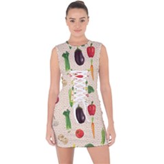 Vegetables Lace Up Front Bodycon Dress by SychEva