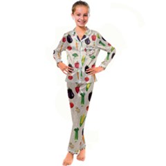 Vegetables Kids  Satin Long Sleeve Pajamas Set by SychEva