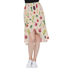 Vegetables Frill Hi Low Chiffon Skirt by SychEva