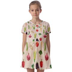 Vegetables Kids  Short Sleeve Pinafore Style Dress by SychEva