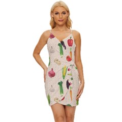 Vegetables Wrap Tie Front Dress by SychEva