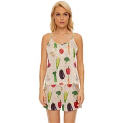 Vegetables Satin Pajama Short Set by SychEva