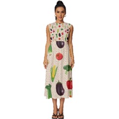 Vegetables Sleeveless Round Neck Midi Dress by SychEva