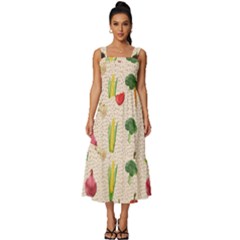 Vegetables Square Neckline Tiered Midi Dress by SychEva