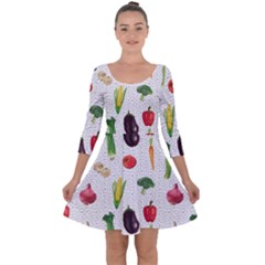 Vegetable Quarter Sleeve Skater Dress by SychEva