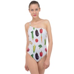 Vegetable Classic One Shoulder Swimsuit by SychEva