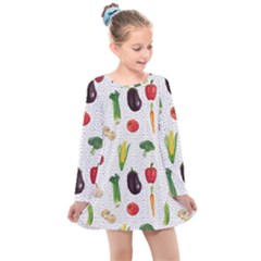 Vegetable Kids  Long Sleeve Dress by SychEva