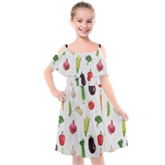 Vegetable Kids  Cut Out Shoulders Chiffon Dress by SychEva