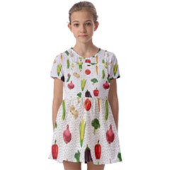 Vegetable Kids  Short Sleeve Pinafore Style Dress by SychEva