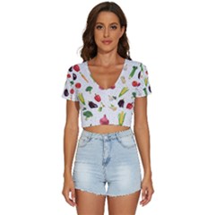 Vegetable V-neck Crop Top by SychEva