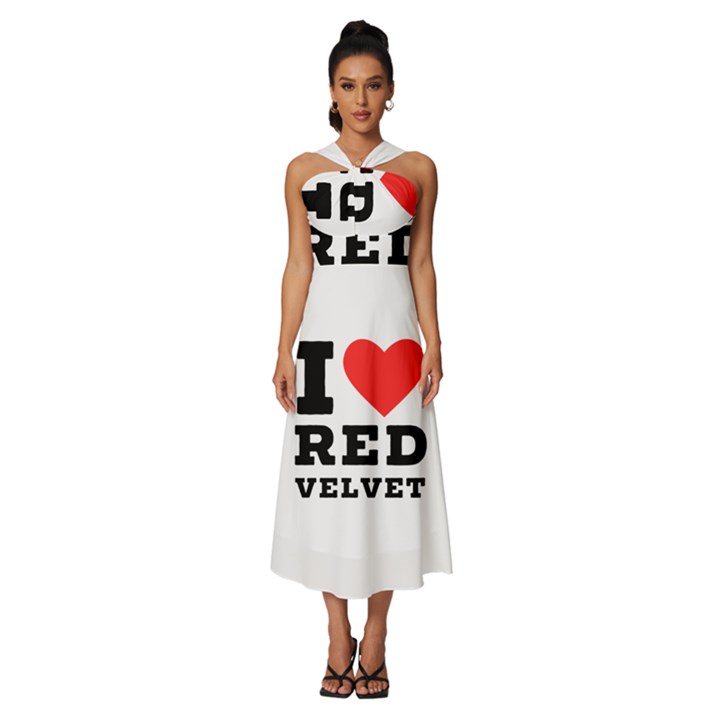 I love red velvet Sleeveless Cross Front Cocktail Midi Chiffon Dress