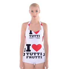 I Love Tutti Frutti Boyleg Halter Swimsuit  by ilovewhateva